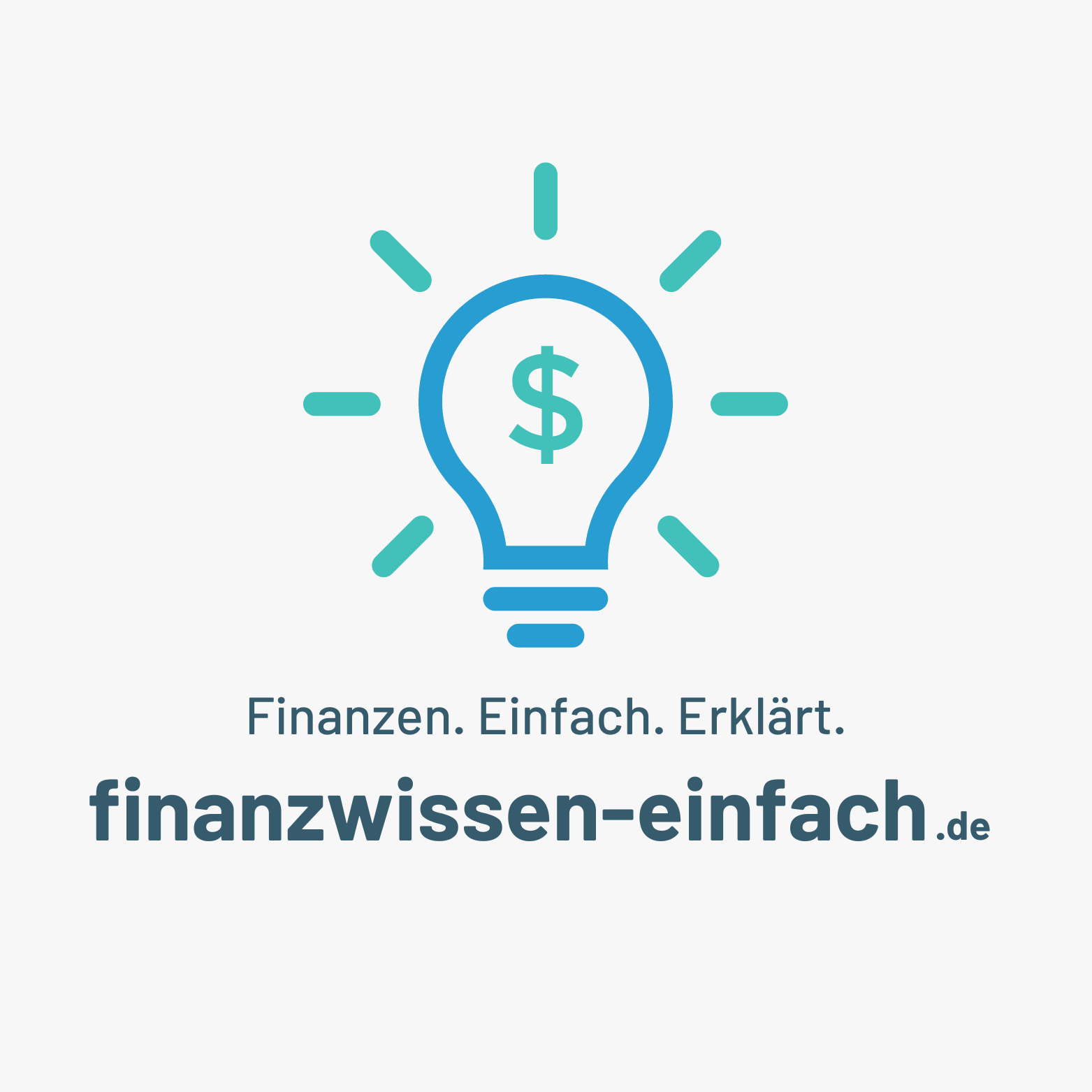 Logo mit Claim Finanzen. Einfach. Erklärt. und Link finanzwissen.einfach,.de